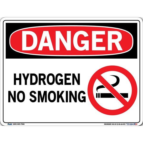 Vinyl Label Sign, 9-1/2" H, 12-1/2" W, Vinyl Label, Rectangle, English, SI-D-12-B-LB-011